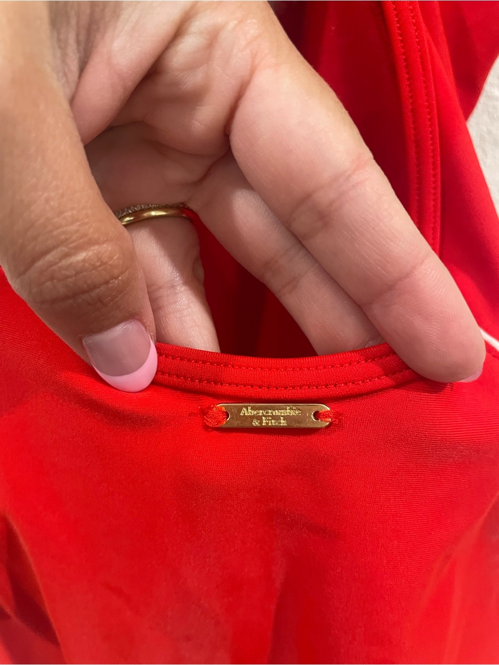 Abercrombie & Fitch Red One Piece Swimsuit Criss Cross Low Back Swim Medium - Picture 7 of 10
